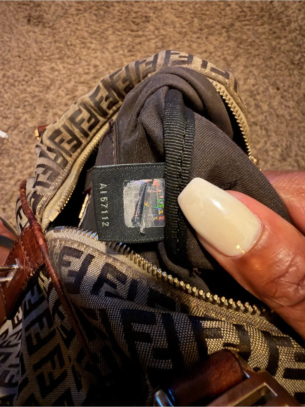 Fendi Brown Zucca Canvas Satchel with Dark Brown Leather Trim